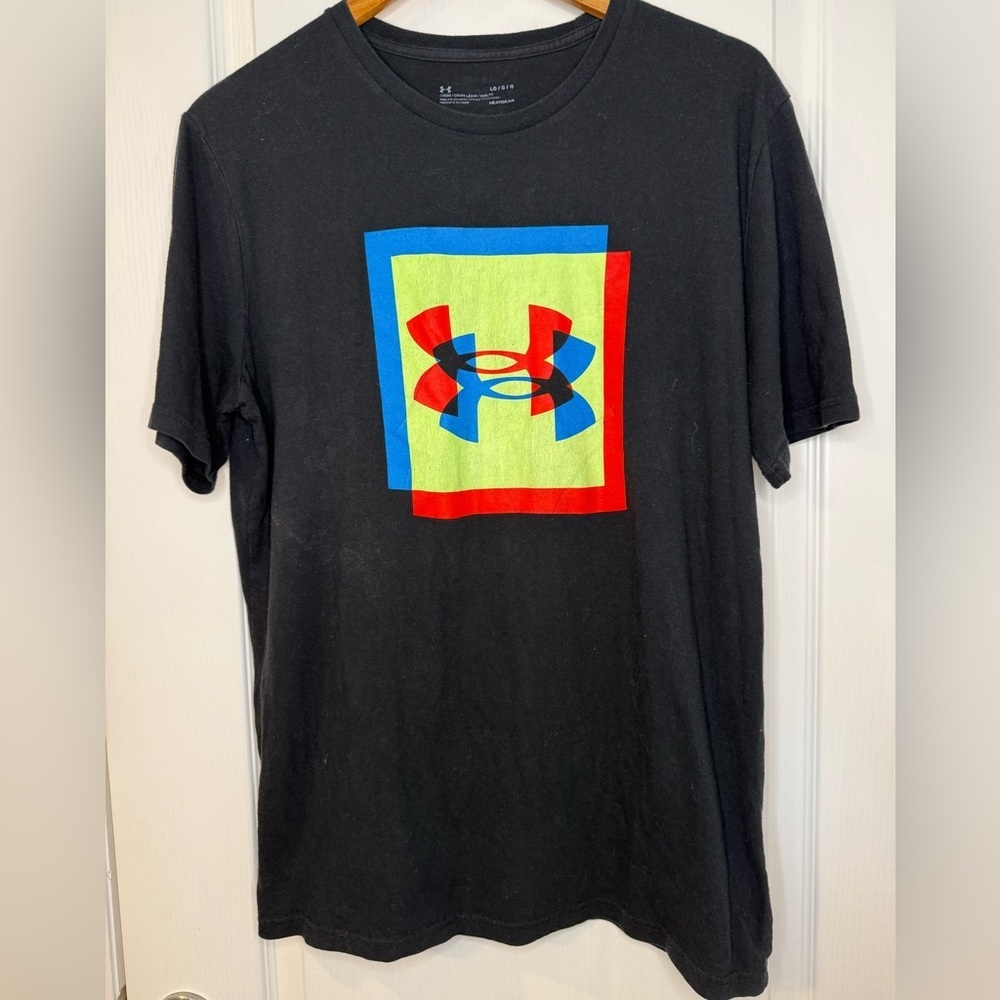 Under Armour Black Short-Sleeve Tee with Neon Logo Blocks